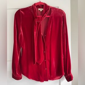 Lagence red velvet blouse